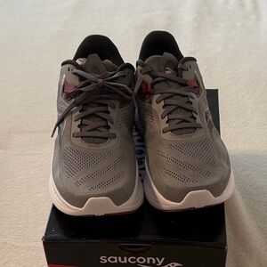 Saucony Gray and Red Athletic Shoes